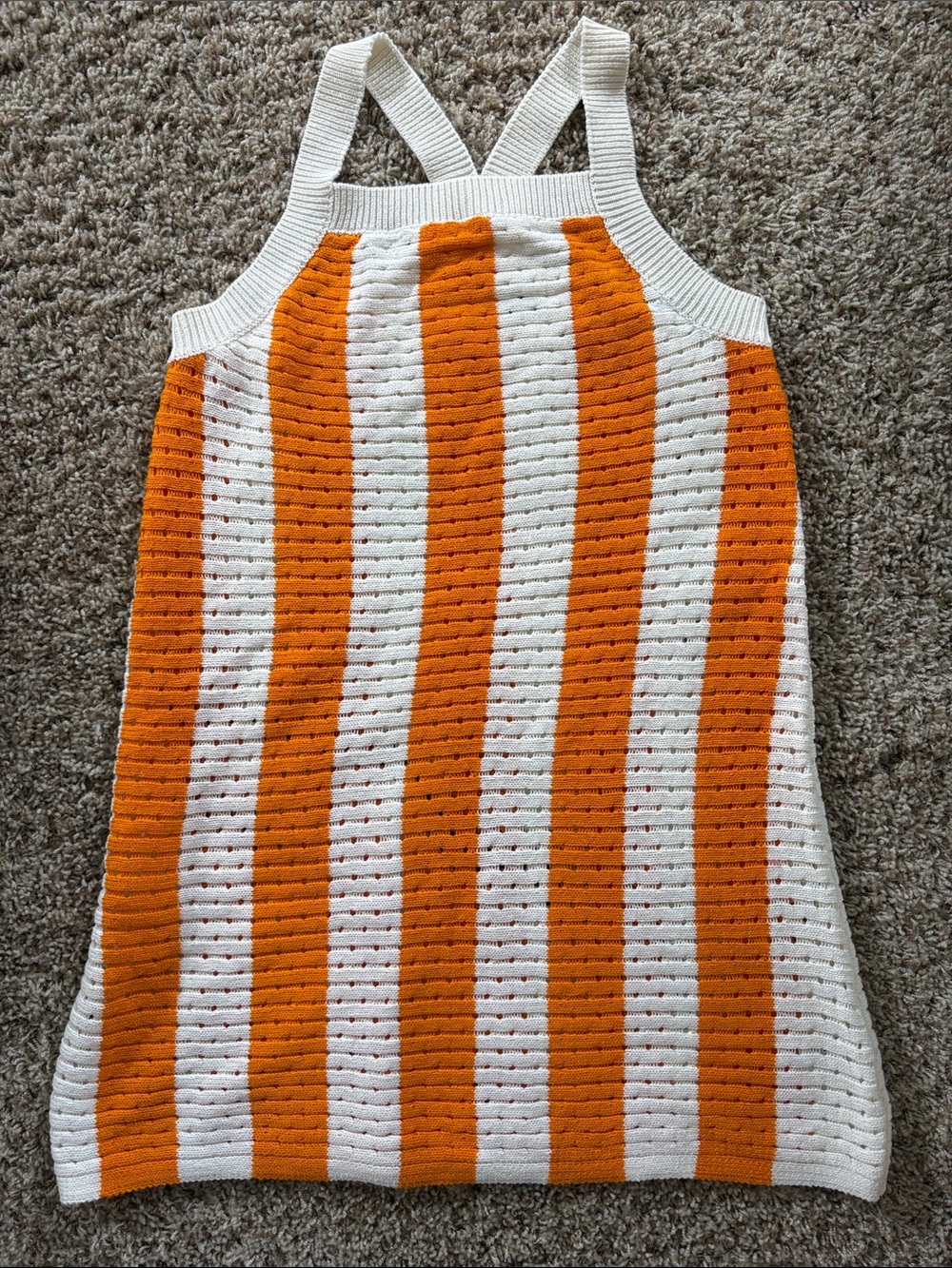 Double Zero size medium NWOT Women’s Orange and White Striped Sundress/cover-up
